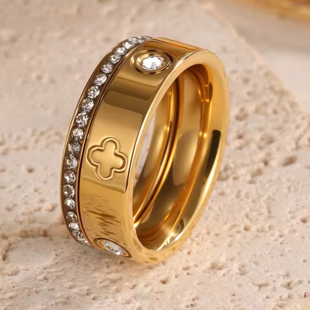 Lux 2x gold color crystal 7 size ring - Picture 6 of 14